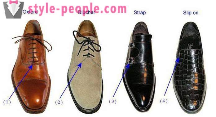 Typer mannlige sko: navn med bilder