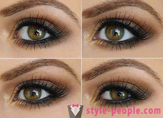 Nøttebrune øyne. Makeup for grønne-brune øyne