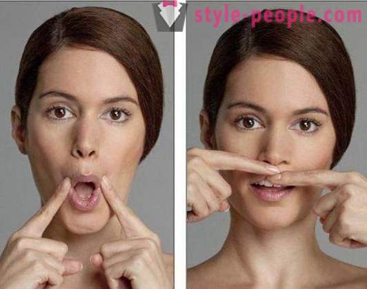 Feysbilding ansikt: før og etter. Gymnastikk møte: trening