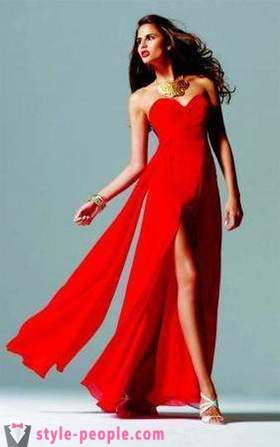 Fasjonable rød kjole gulvet